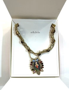 Stella & Dot York Necklace Statement Pendant Jewelry Stones Boho NEW $129 - Picture 1 of 15
