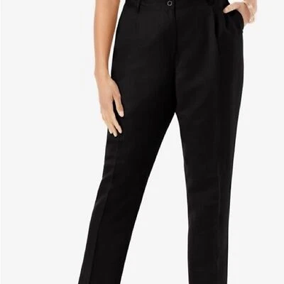 Jessica London Linen Pleat-Front Pant - Image 1 of 3