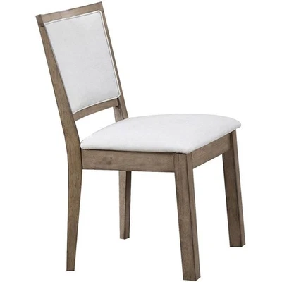 ACME Paulina Faux Leather Upholstered Dining Side Chair in White and Rustic Oak - Image 1 of 2