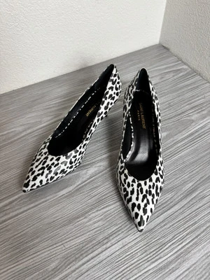 Saint Laurent Soft Calfskin Baby Cat Paris 50 Pumps Bianco 39 White Black - Image 1 of 4