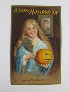 Antique 1909 Ellen Clapsaddle S. Garre Halloween Embossed Postcard Vtg Germany - Picture 1 of 5