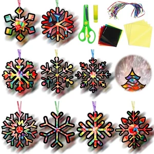 EggSun 36 Juegos Navidad Copo de Nieve Atrapasoles Kit Artesanal para Niños Adornos S... - Imagen 1 de 7