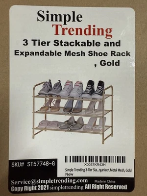Simple Trending 3-Tier Stackable Shoe Rack, Expandable & Adjustable Shoe Shelf - Image 1 of 4