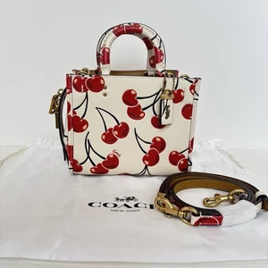 COACH MINI ROGUE 17 CHERRY PRINT CHALK/MULTI LEATHER CB652 EUC - Picture 1 of 24