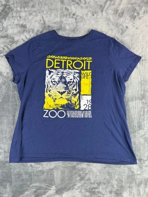 Camiseta Detroit Zoo Tiger Gráfica Azul Marino Hanes Nano-T Mujer’s 2XL Vida Silvestre Foto 1 de 4