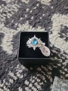 BOMB PARTY size 8 The Scarlett Ring LC Pariba Topaz Rhodium Plated - Picture 1 of 3