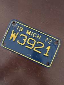 License Plate, Michigan, 1972 Motorcycle - Picture 1 of 4