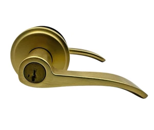 Kwikset Sedona Entry Door Lever Satin Brass Finish 97403-065 (OB) - Picture 1 of 8
