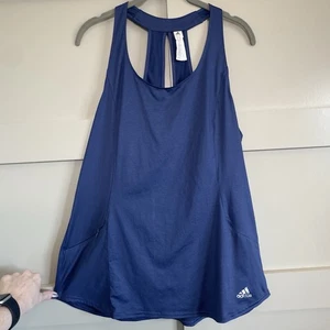 Adidas Tank Top Cutout Blau Damen Größe L Training Oberteil Tasche " - Bild 1 von 9