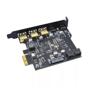 USB3.2 GEN1 PCIE Expansion Card 5 Port 2*Type-C 3*USB-A 19-Pin Adapter 5Gbps - Zdjęcie 1 z 6