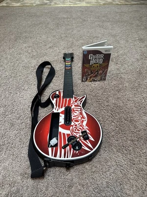 Guitar Hero Aerosmith Red Les Paul Controller Guitar Gibson + Game All Working - Image 1 of 4