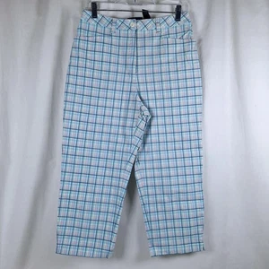 CRAZY HORSE by LIZ CLAIBORNE WOMEN'S SIZE 8 STRETCH CAPRI PANTS Plaid Pastel - Picture 1 of 4