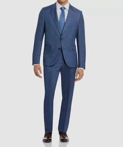 Paul Smith Men's Blue Sharkskin Extra Slim 2-Piece Jacket & Pants Suit Size 46R - Picture 1 of 3