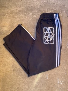 Adidas Vintage Y2K Nylon Track Pants Mens Large Black/White Classic BAWR - Picture 1 of 7