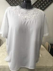 Top túnica fluida vintage CST STUDIO para mujer bordada con cuentas talla 20W blanco - Imagen 1 de 10