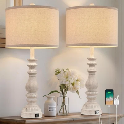 Juego de 2 lámparas de mesa de granja de 28,5" de alto para salón lámpara de noche rústica... Foto 1 de 4