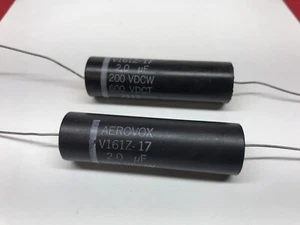 2 pcs Vintage Aerovox Capacitor 2uf 200DVCW Cap 2.0 uf 600DVTC - Picture 1 of 3
