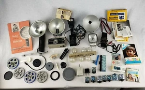 HUGE Lot Vintage Photography Equipment & Accessories Camera Flashes Bulbs Kodak - Picture 1 of 11