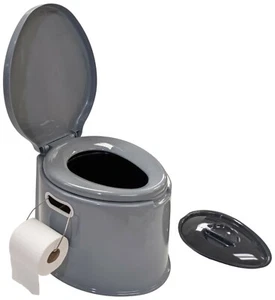 Portable Travel Toilet with Toilet Paper Holder and Removable Waste Bucket - Picture 1 of 8