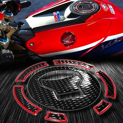 Almohadilla de calcomanía de cubierta de tapa de combustible para tanque de gasolina para 13-23 CB 500 1000 F/X/CBR 650 rojo + negro Foto 1 de 4