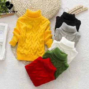 Kids Pullover Sweater Winter Boys Girls Turtleneck Knitted Sweaters Top for 2-8T - Picture 1 of 28