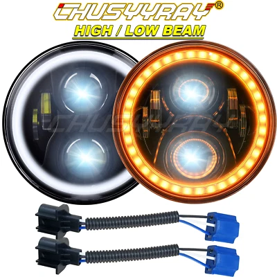 Par de faros LED redondos de 7" haz alto/bajo para camioneta Chevrolet C10 C20 C30 Foto 1 de 4