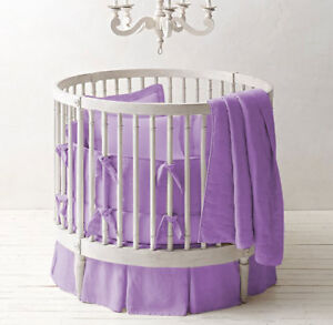 42" dia Round Crib Baby Bedding set 5Pc Fitted Pillowsham Comforter Skirt Bumper