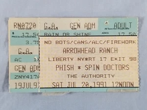 7-20-91 1991 PHISH Giant Country Horns Spin Doctors Ticket Stub ARROWHEAD RANCH - Picture 1 of 3