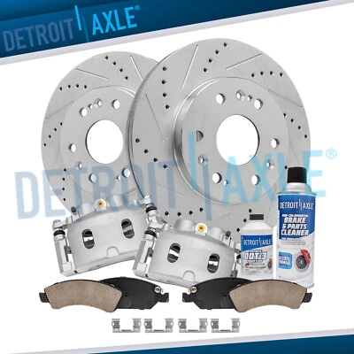 Front Drilled Rotors Brake Caliper + Brake Pad for Sierra Silverado Savana 1500 - Image 1 of 4