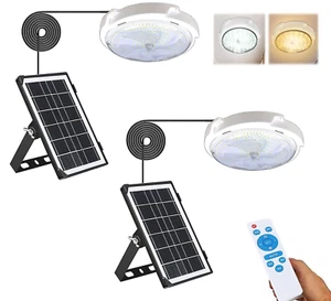 2 Lamparas Solar Para la Casa con Paneles de Luz De Techo Impermeable C/C Remoto - Picture 1 of 24