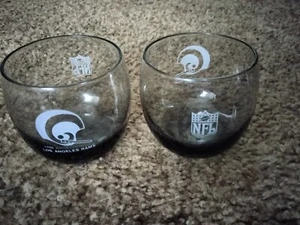 Lowball Glasses Los Angeles Rams NFL Smoked Glass Lot of 2 Vintage - Picture 1 of 4