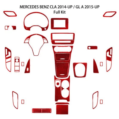 Kit de embellecedor de cubierta completa de fibra de carbono roja de 35 piezas para Mercedes Benz Clase CLA 2014-2018 Foto 1 de 4