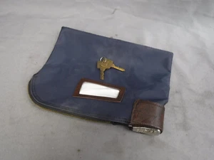 "Bolsa de depósito bancaria con bloqueo vaso siete clavijas azul nailon 11""x8,5"" MMF vintage" - Imagen 1 de 6
