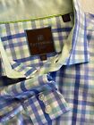 Men's Tattersall London Summer Plaid Long Sleeve Button Down -Cotton- Size 17-XL