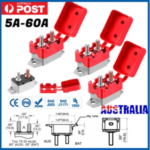 5-60 Amp 12V Circuit Breaker Stud Type Dual Battery Fuse Automatic Auto Reset - Picture 1 of 12