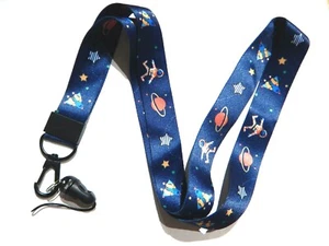 ASTRONAUT LANYARD space man rocket ship planet astronomy scifi key ring strap Y2 - Picture 1 of 6