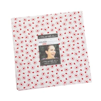 Moda Holiday Essentials Layer Cake By Stacy Iest Hsu Heart Stripe Love Cotton - Image 1 of 4