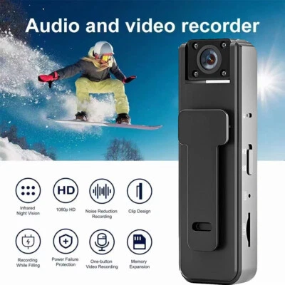 HD 1080P Mini Action Camera Police Body Recorder Night Vision Back Clip Video DV - Image 1 of 4