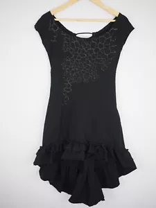 Fairy Floss Byron Bay Cracked Earth High-Low Stretch Dress Black Festival Size L - Picture 1 of 11