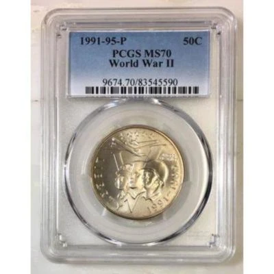 1991-95 World War II Half Dollar PCGS MS70 *Rev Tye's* #559095 - Image 1 of 3