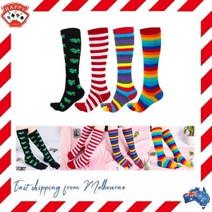 1 / 3 Pairs WOMENS GIRLS Cotton TOE SOCKS Rainbow Stripe Party Costume Size 2-8 - Picture 1 of 13