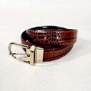 Vintage Ralph Lauren Reversible Belt Brown Black Reptile - Picture 1 of 8