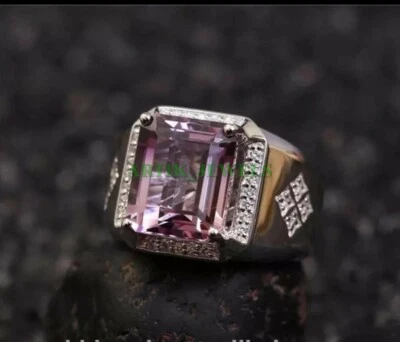 Natural Amethyst Gemstone with 925 Sterling Silver Ring for Men's #81 - Image 1 of 4