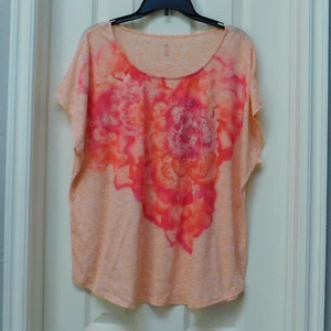 db Pailletten Blumen Pullover T-Shirt 2X Damen Dolmanärmel Noppenstoff - Bild 1 von 28