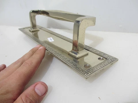 Antique Nickel Door Handle Shop Pull Vintage Old Edwardian 1909 12"H Cover