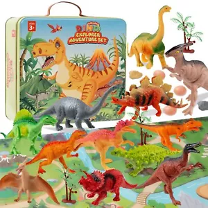 Dinosaur Toys for Kids 3-5 Plastic Dinosaur Figures Set with Activity Play Ma... - Picture 1 of 8