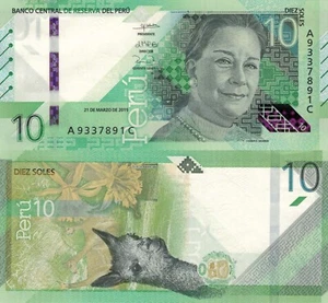 Peru 10 Soles (21.3.2019) - Musician Chabuca Granda/Vicuña, p196, B137a UNC - Picture 1 of 3