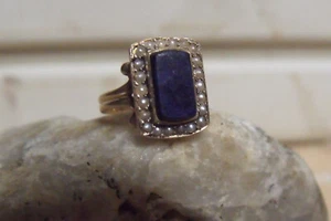 ANTIKE VIKTORIANISCHE 15K GOLD LAPISLAZULI SAATPERLE GR. 4 TRAUERRINGE 3,11 G - Bild 1 von 8