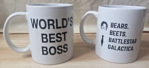 2x The Office Mugs Collectibles World Best Boss Bears Beets Battlestar Galactica - Picture 1 of 12