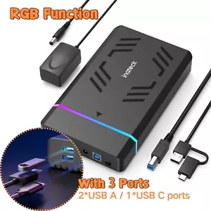 Inateck RGB Hard Drive External Enclosure USB 3.0 2.5''/3.5'' SATA HDD SSD 20TB - Picture 1 of 8